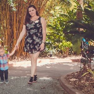 BeBop XL black, lacy floral dress.